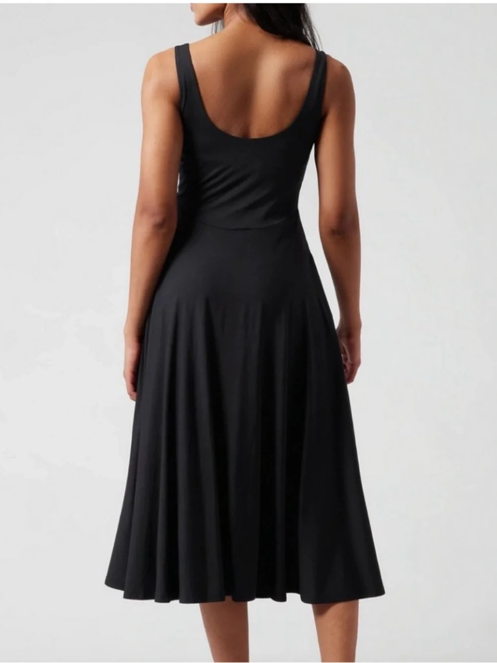 Athleta Black Santorini Midi Tank Dress. Super flattering and stretchy! Pockets - Picture 2 of 8